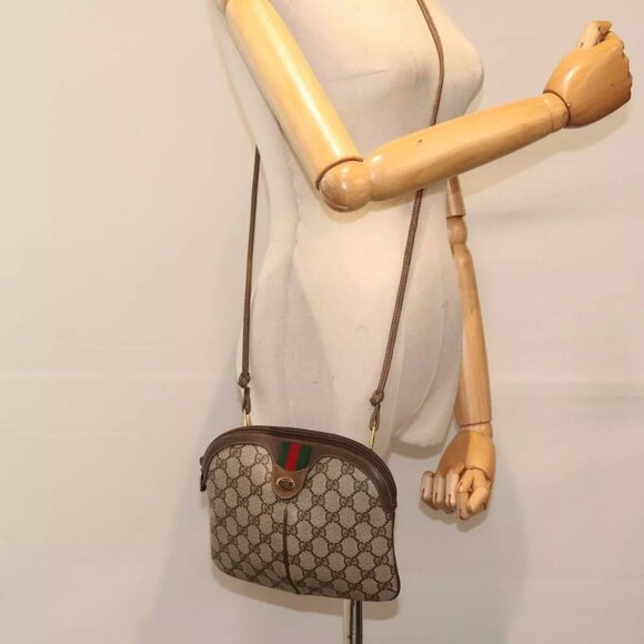 GUCCI GG Supreme Web Sherry Line Shoulder Bag PVC Beige - Picture 1 of 16